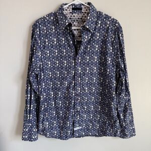 Inspired by John Lennon L Long Sleeve Button Down Geometric Colorful Yoko Read